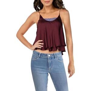 NWT Free People Turn It On Top Sequin Crop Cami in Vetiver Bloom, Size Small